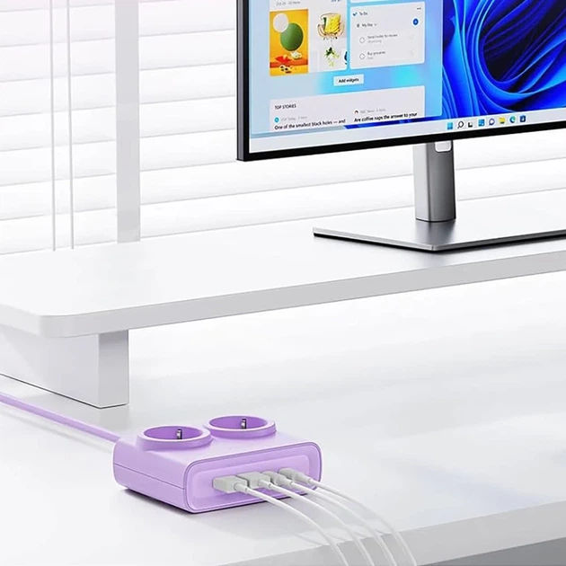Блок живлення Orico PDC25 25W 6в1 2xAC + 2xUSB-A + 2xUSB-C Purple - зображення 2