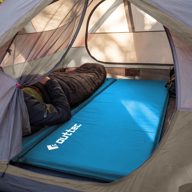 Килимок самонадувний Outtec Travel O-66058 180 x 53 см Блакитний (5907766660583) - зображення 14
