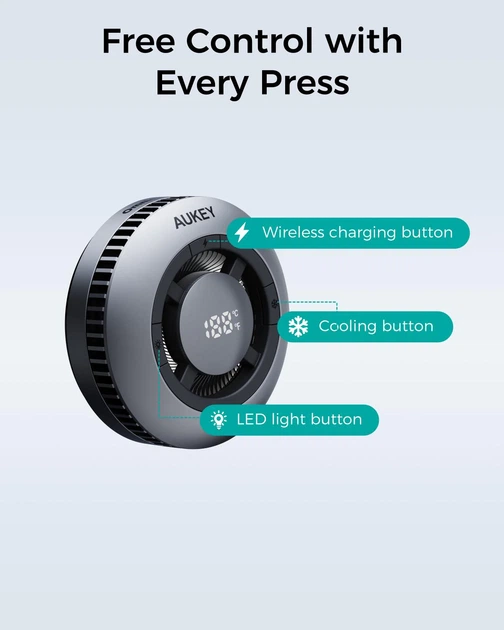 Bezprzewodowa ładowarka AUKEY MagFusion GameFrost Qi2 LC-G10 Grey (689323788361) - obraz 4