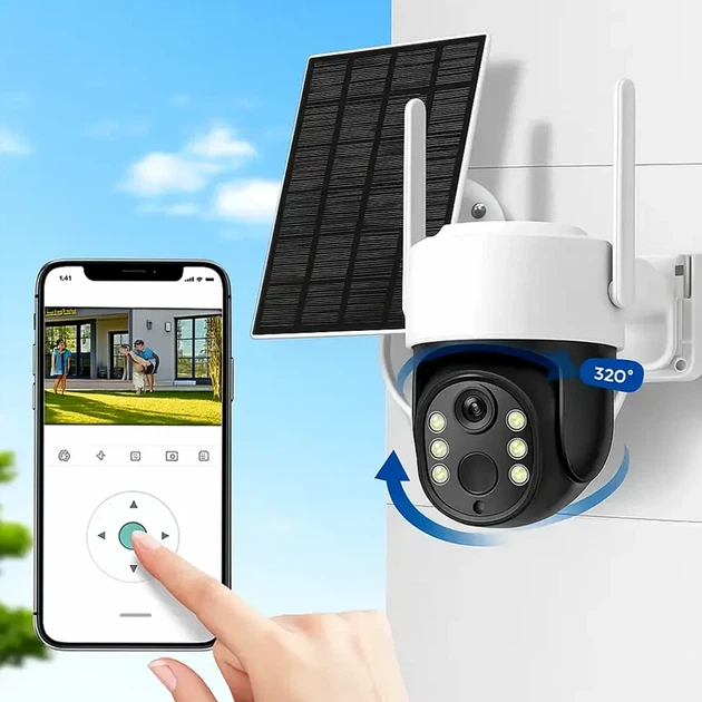 Wi-Fi камера видеонаблюдения 1080p с ИК подсветкой и датчиком движения солнечная панель Солнечный страж - Фото 1 Wi-Fi камера видеонаблюдения 1080p с ИК подсветкой и датчиком движения солнечная панель Солнечный страж - изображение 1