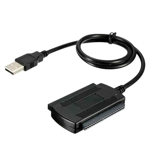 Адаптер USB 2.0 SATA IDE для HDD SSD 2.5 3.5 с блоком питания 12V черный комплект кабелей - изображение 5