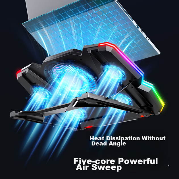 Охлаждающая подставка для ноутбука Lenovo ERAZER R7 5 Fan LCD RGB - изображение 4