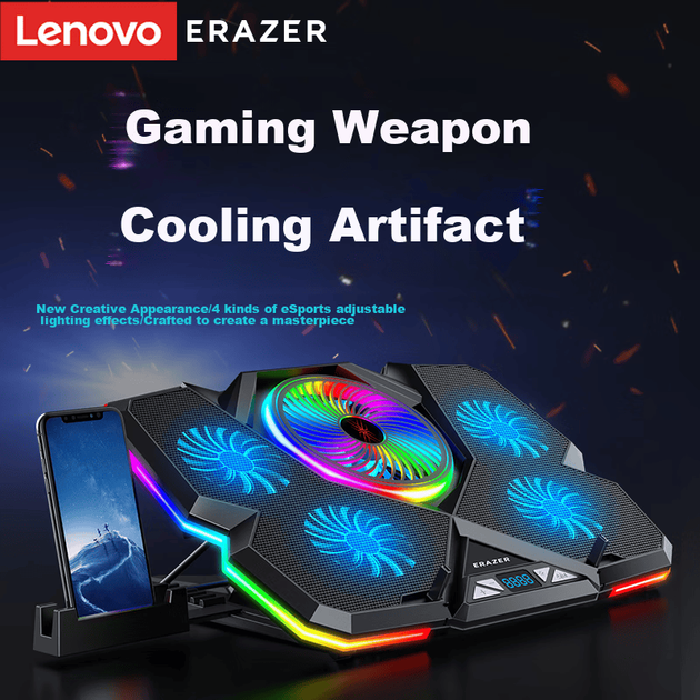 Охлаждающая подставка для ноутбука Lenovo ERAZER R7 5 Fan LCD RGB - изображение 6