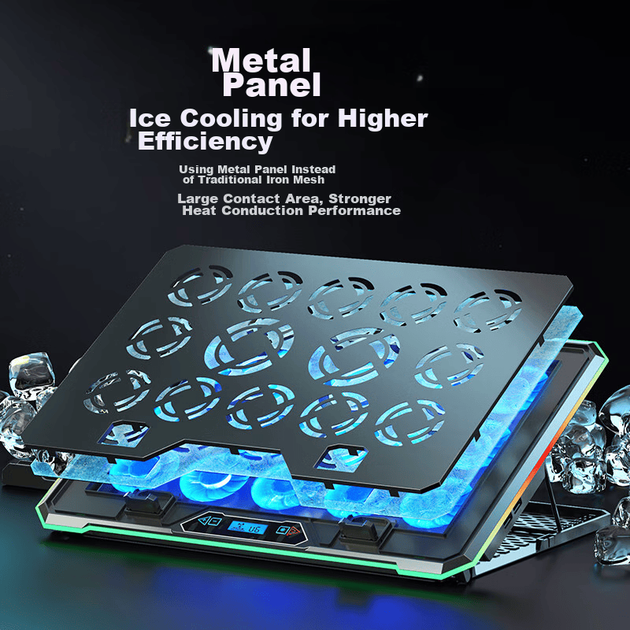 Охлаждающая подставка для ноутбука Ice Coorel K15C Plus 14 вентиляторов RGB - Фото 7 Охлаждающая подставка для ноутбука Ice Coorel K15C Plus 14 вентиляторов RGB - изображение 7