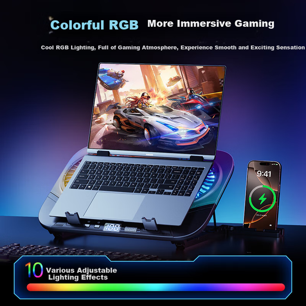 Охолоджувальна підставка для ноутбука VENIDER RGB Black - зображення 10