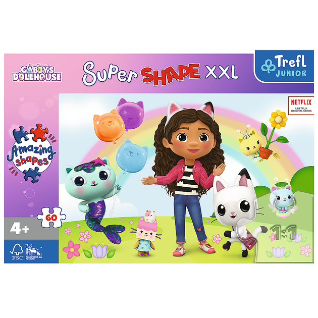 Puzzle Trefl XXL Gabbys Dollhouse - Weseli przyjaciele Gabi 60 elementów (5900511500394) - obraz 3