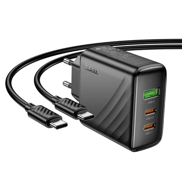 Зарядний пристрій Hoco CS26A 18 Вт USB + PD 45 Вт QC 3.0 GaN Чорний (CS26A) - зображення 6