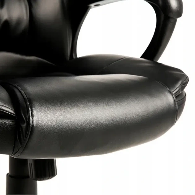 Кресло офисное с подлокотниками Comfort Black, спинка с подголовником, порезиненные колесики - изображение 8