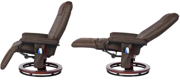 Крісло для відпочинку Recliner sofa Коричневе з масажем (6 вібраційних зон) та обігрівом, з регулюванням нахилу спинки та висувною підніжкою - зображення 2