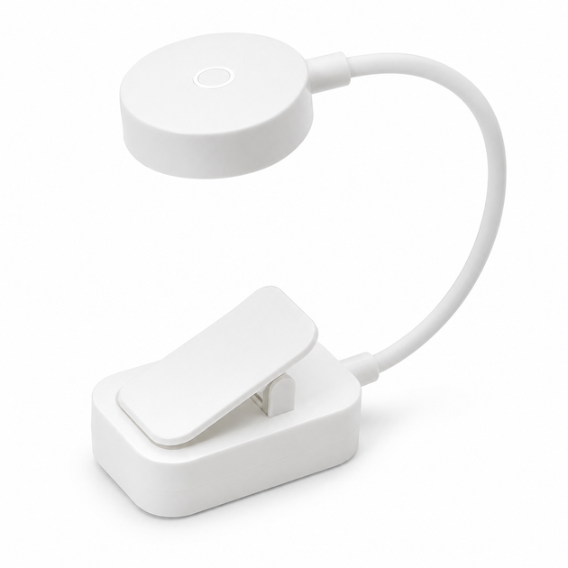 Аккумуляторная LED-лампа для чтения с клипсой, 3 режима света, USB Type-C, белая - изображение 2