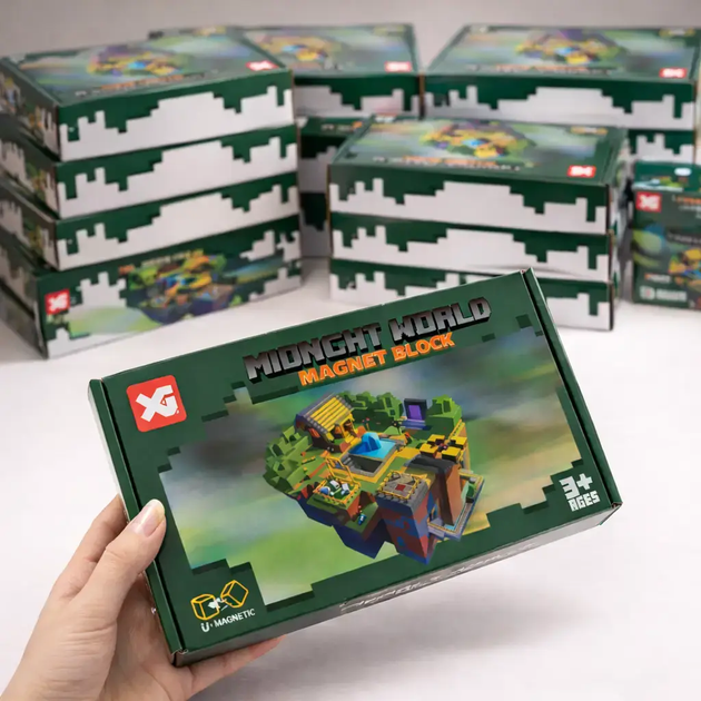 Магнітний конструктор Minecraft 100 шт + ПОДАРУНОК 3 фігурки по грі Майнкрафт ліс та водоспад Mk001006 - Фото 3 Магнітний конструктор Minecraft 100 шт + ПОДАРУНОК 3 фігурки по грі Майнкрафт ліс та водоспад Mk001006 - зображення 3
