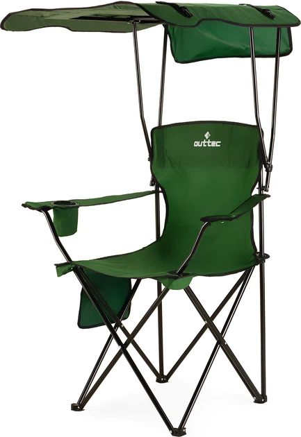 Крісло рибальське Outtec Sun XXL з козирком Зелене 198005 (5905884424636) - зображення 3