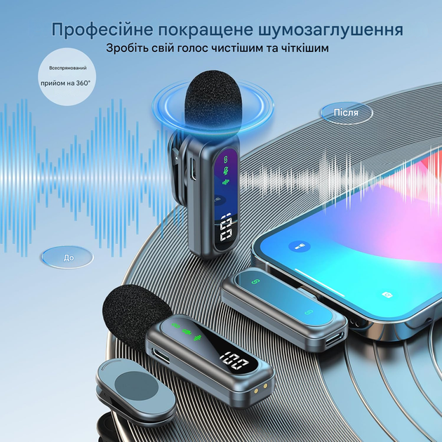Бездротовий петличний мікрофон dralud із 2 шт. із магнітним затискачем - Фото 2 Бездротовий петличний мікрофон dralud із 2 шт. із магнітним затискачем - изображение 2