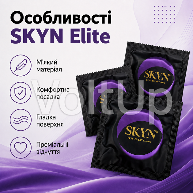 Безлатексні презервативи SKYN Elite 36 шт з матеріалу SKYNFEEL, ультратонкий, гладкий, зі змазкою, 53 мм - зображення 5