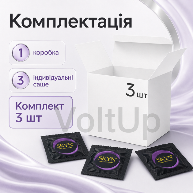 Безлатексный презерватив SKYN Elite 3 шт из материала SKYNFEEL, ультратонкий, гладкий, со смазкой, 53 мм - изображение 5