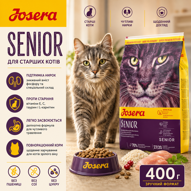 Сухой корм для кошек Josera Senior 400 г - Фото 1 Сухой корм для кошек Josera Senior 400 г - изображение 1
