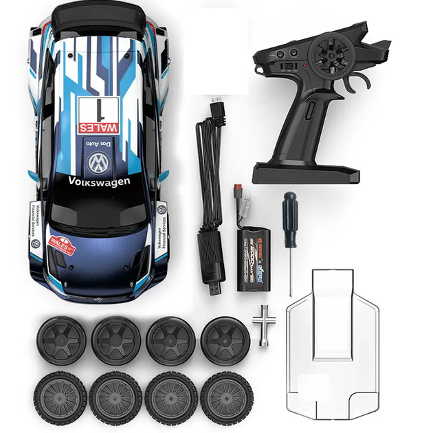 Радіокерована машинка MJX Hyper Go 14304 VW Polo R WRC 1:14 4WD Brushless на пульті керування до 42 км/год, RC Rally автомобіль - зображення 4