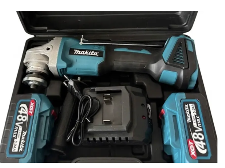 Акумуляторна кутова шліфувальна машина Makita DGA554ZL 48 В з двома батареями 5000 мАг, диском 125 мм, плавним пуском, регулюванням швидкості, додатковою рукояткою та пластиковим кейсом - зображення 7