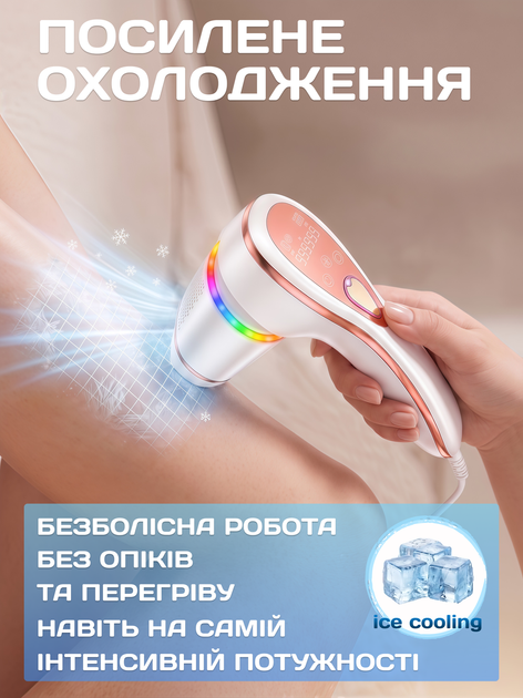 Фотоэпилятор женский профессиональный домашний лазерный IPL с сапфировым охлаждением и поворотной головкой на 180° для безболезненного удаления волос - изображение 3