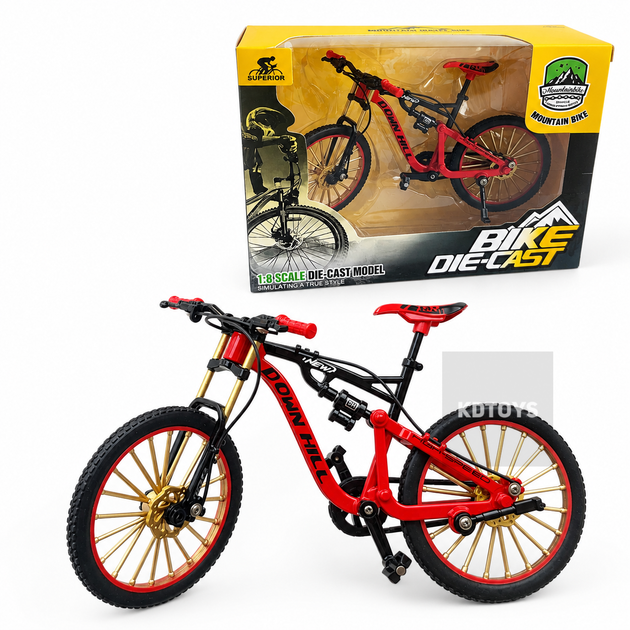 Коллекционная мини-модель велосипеда металлический Фингербайк MTB игрушечный велосипед 1:8 Размер 18 см Red - Фото 1 Коллекционная мини-модель велосипеда металлический Фингербайк MTB игрушечный велосипед 1:8 Размер 18 см Red - изображение 1
