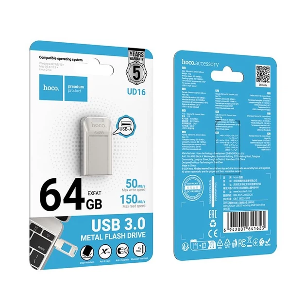 Флешка Hoco UD16 64GB USB 3.0 USB A Silver (6942007641623) - зображення 6