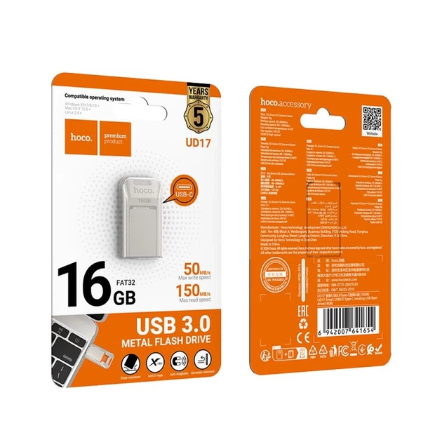 Флешка Hoco UD17 16GB USB 3.0 USB C Silver (6942007641654) - зображення 4