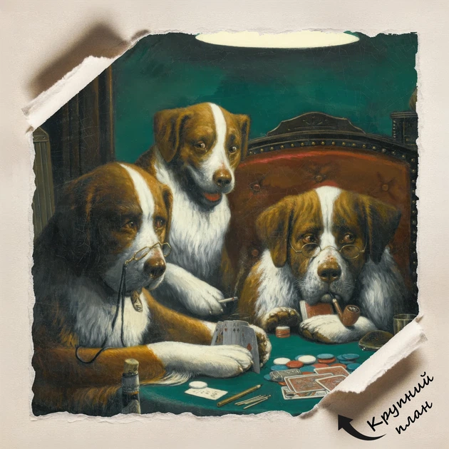 Постер Собаки грають у покер, Кассій Кулідж, Cassius Coolidge, Dogs Playing Poker, інтер'єрний декор, A2 50×60 см (id1001) - зображення 4