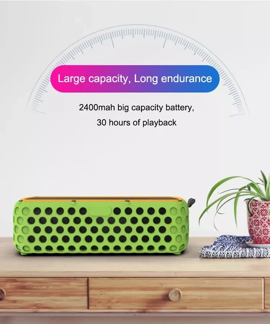 Портативная Bluetooth колонка ES-T60 10W с солнечной зарядкой и фонарем Зеленая - изображение 2
