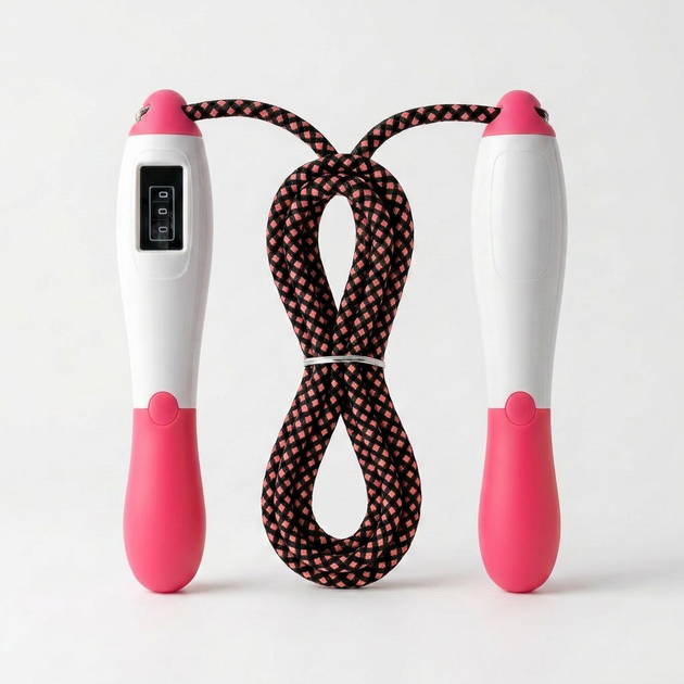 Скакалка со счетчиком и PVC жгутом SP-Sport 667 длина 3м White-Pink - зображення 5