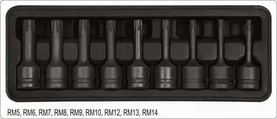Набор ударных отвёрточных насадок YATO, RIBE, 9 шт., 1/2", RM5–RM14 - изображение 4