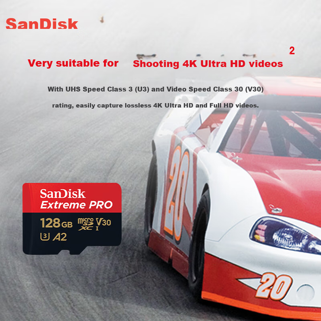 Карта памяти SanDisk 128 ГБ microSDXC UHS-I A2 U3 V30 C10 Ultimate - Фото 2 Карта памяти SanDisk 128 ГБ microSDXC UHS-I A2 U3 V30 C10 Ultimate - изображение 2