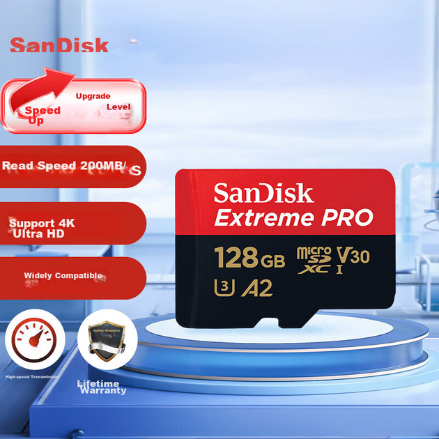 Карта памяти SanDisk 128 ГБ microSDXC UHS-I A2 U3 V30 C10 Ultimate - Фото 8 Карта памяти SanDisk 128 ГБ microSDXC UHS-I A2 U3 V30 C10 Ultimate - изображение 8