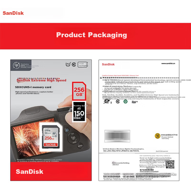 Карта памяти SanDisk SDXC 256 ГБ UHS-I (U1) Class 10 (150 МБ/с) - Фото 6 Карта памяти SanDisk SDXC 256 ГБ UHS-I (U1) Class 10 (150 МБ/с) - изображение 6