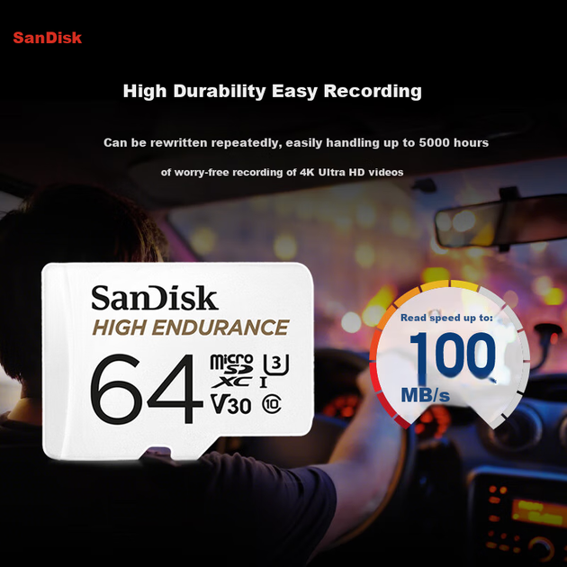 Карта памяти SanDisk High Endurance microSDXC 64GB UHS-I U3 V30 (SDSQQNR-064G-GN6IA) - Фото 7 Карта памяти SanDisk High Endurance microSDXC 64GB UHS-I U3 V30 (SDSQQNR-064G-GN6IA) - изображение 7