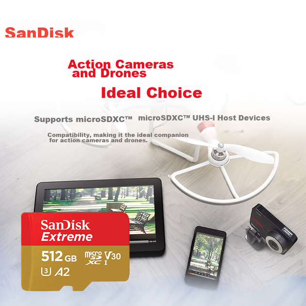 Карта памяти SANDISK Extreme Pro microSDXC 512GB UHS-I U3 V30 A2 - Фото 3 Карта памяти SANDISK Extreme Pro microSDXC 512GB UHS-I U3 V30 A2 - изображение 3