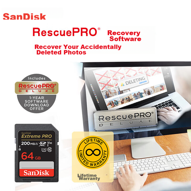 Карта памяти SANDISK Extreme Pro SDXC 64GB Class 10 UHS-I U3 V30 - изображение 6
