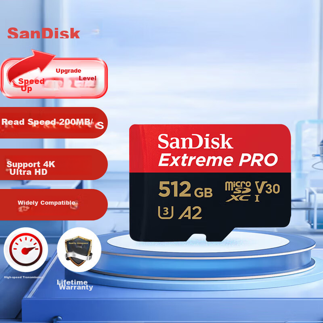 Карта памяти SanDisk Extreme PRO 512 ГБ microSDXC UHS-I U3 V30 A2 200/140 МБ/с (TF) - изображение 8
