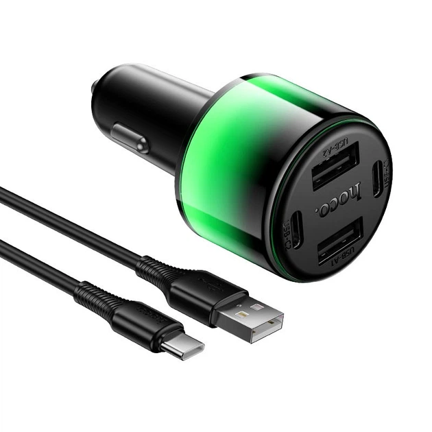 Автомобільний зарядний пристрій HOCO Z69 Vivido car charger Type-C cable 24W Black - изображение 3