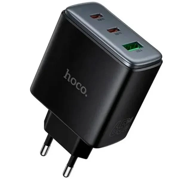 Сетевое Зарядное Устройство Hoco C160A 2USB-C/1USB QC/PD65W Черное - изображение 2