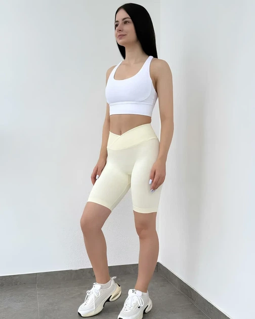 Женские спортивные велошорты V-Shape с эффектом Push-Up для фитнеса повседневной носки Молочный L (VVP2L) - Фото 1 Женские спортивные велошорты V-Shape с эффектом Push-Up для фитнеса повседневной носки Молочный L (VVP2L) - изображение 1