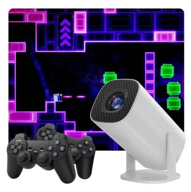 Портативный смарт проектор WiFi Android 11 720p 150 ANSI с 2 джойстиками пультом 36000 игр - Фото 3 Портативный смарт проектор WiFi Android 11 720p 150 ANSI с 2 джойстиками пультом 36000 игр - изображение 3