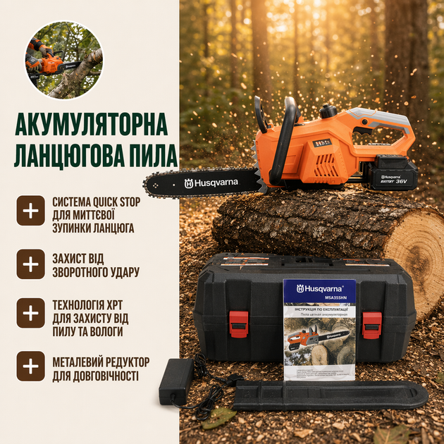 Аккумуляторная цепная пила Husqvarna MSA355HN - изображение 4