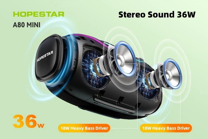 Портативная колонка Hopestar A80 MINI 36 Вт Чёрный (A80MINI) - изображение 4