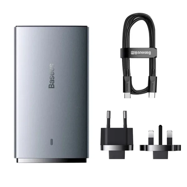 Зарядное устройство Baseus GaN5 Pro Ultra-Slim 65 Вт Type-C + USB + Cable Type-C 100 Вт 1 м серый (CCGP150113) - Фото 2 Зарядное устройство Baseus GaN5 Pro Ultra-Slim 65 Вт Type-C + USB + Cable Type-C 100 Вт 1 м серый (CCGP150113) - изображение 2