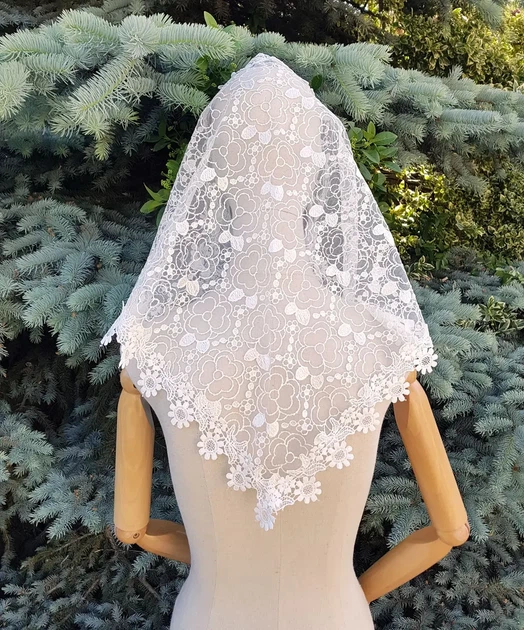 Косынка ажурная к церкви, на крестины, лицом к лицу Оливия айвори - изображение 2
