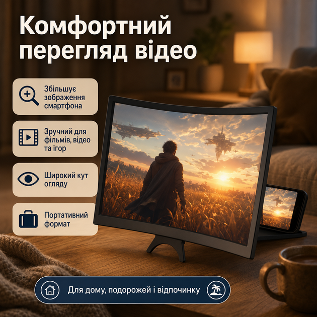 Подставка-увеличитель экрана для смартфона 12" с широкоугольным дисплеем - изображение 4