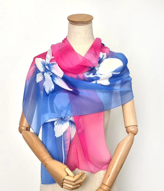 Яркий красивый весенний шарф Настроение синий-розовый - Фото 2 Яркий красивый весенний шарф Настроение синий-розовый - изображение 2
