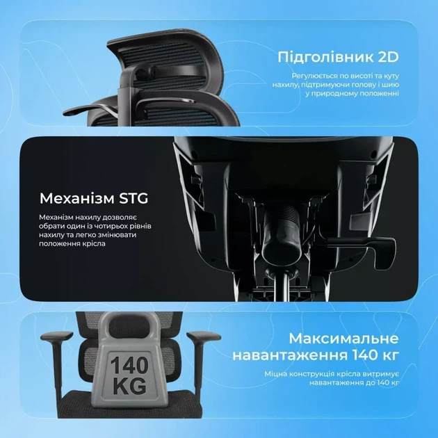 Эргономичное офисное кресло Proove CEO сетка черное с регулируемой спинкой и 2D подголовником 4D подлокотники до 140 кг - изображение 5