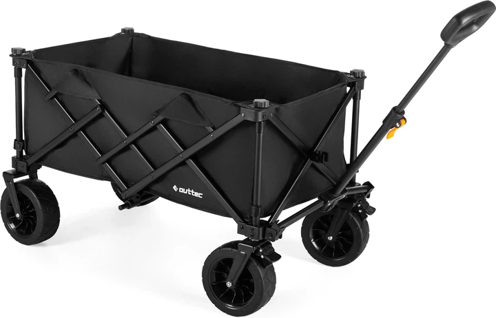 Wózek turystyczny składany Outtec BlackRover 100 l z gumowymi kołami Czarny 185379 (5905884421895) - obraz 2