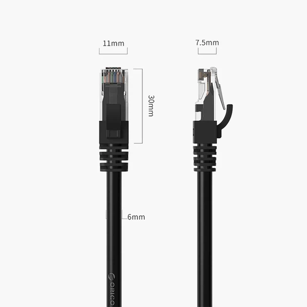 Кабель сетевой Orico PUG-C6 CAT6 1000Mbps RJ45 LAN 20м Black (6942227181015) - Фото 3 Кабель сетевой Orico PUG-C6 CAT6 1000Mbps RJ45 LAN 20м Black (6942227181015) - изображение 3